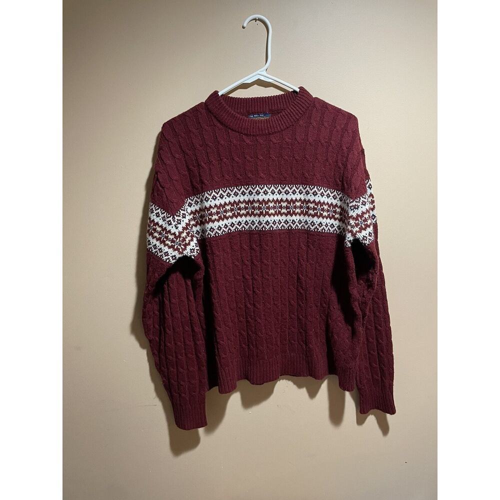 Vintage JC Penney 100% Acrylic Ski Sweater Red/White Size L Christmas VTG 90s